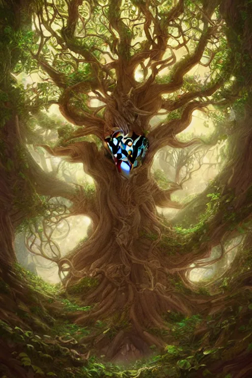 Image similar to A beautiful digital illustration painting of a detailed fantasy tree with a heart carved in the trunk by Blair Leighton and Charlie Bowater, 8k resolution trending on Artstation concept art digital illustration