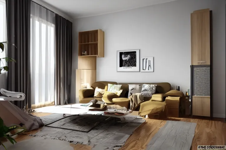 Image similar to cozy bauhaus room interior design with computer