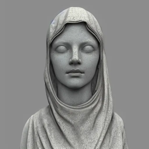 Prompt: a marble sculpture of the veiled virgin, subsurface scattering, !face, !female, covered in water veil , physically based rendering, photo realistic, top light , dark background