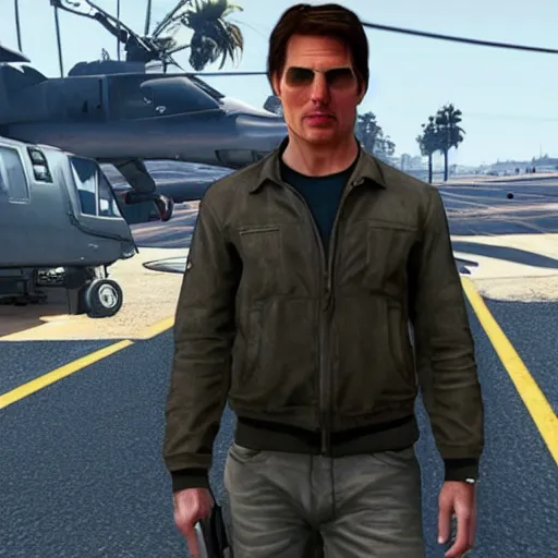 Prompt: Tom Cruise in GTA 5 loading art style