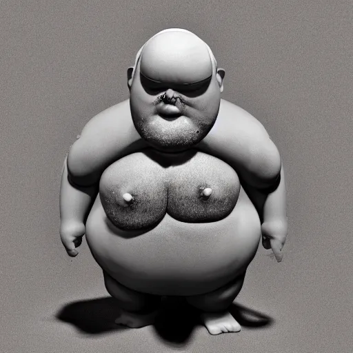 Prompt: claymation distorted fat man