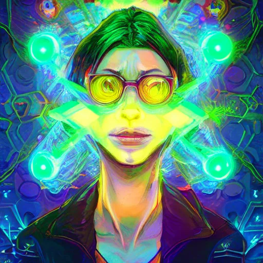 Image similar to skill magic geek inside matrix deepdream radiating a glowing aura stuff loot legends stylized digital illustration video game icon artstation lois van baarle, ilya kuvshinov, rossdraws,