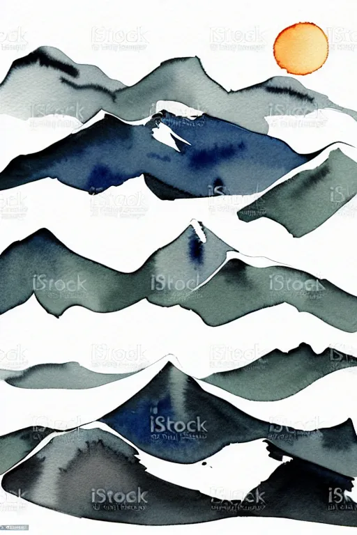 Image similar to minimalist watercolor art of the alps, illustration, vector art