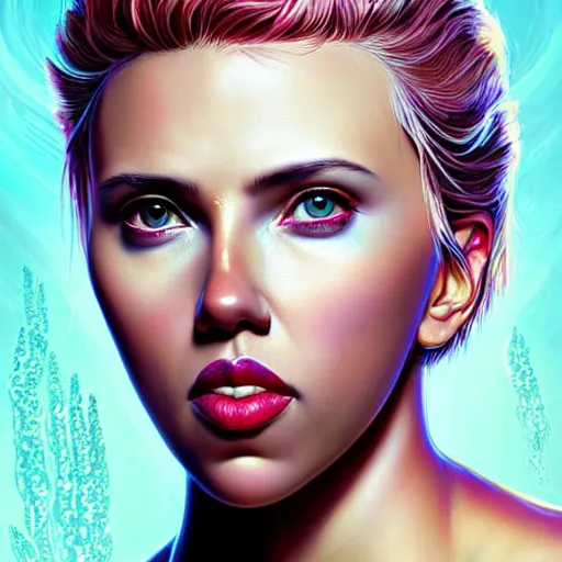 Image similar to Biopunk portrait of Scarlett Johansson, Pixar style, by Tristan Eaton Stanley Artgerm and Tom Bagshaw.