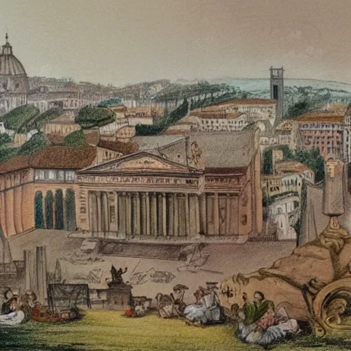 Image similar to A drawing of Rome by Goethe