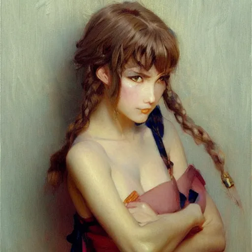 Prompt: detailed portrait of pouting anime girl, painting by gaston bussiere, craig mullins, j. c. leyendecker