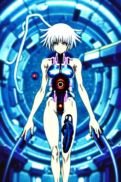 Image similar to female anime character rei ayanami cyborg in the center giygas epcotinside a space station eye of providence beksinski finnian vivid hr giger to eye hellscape mind character environmental