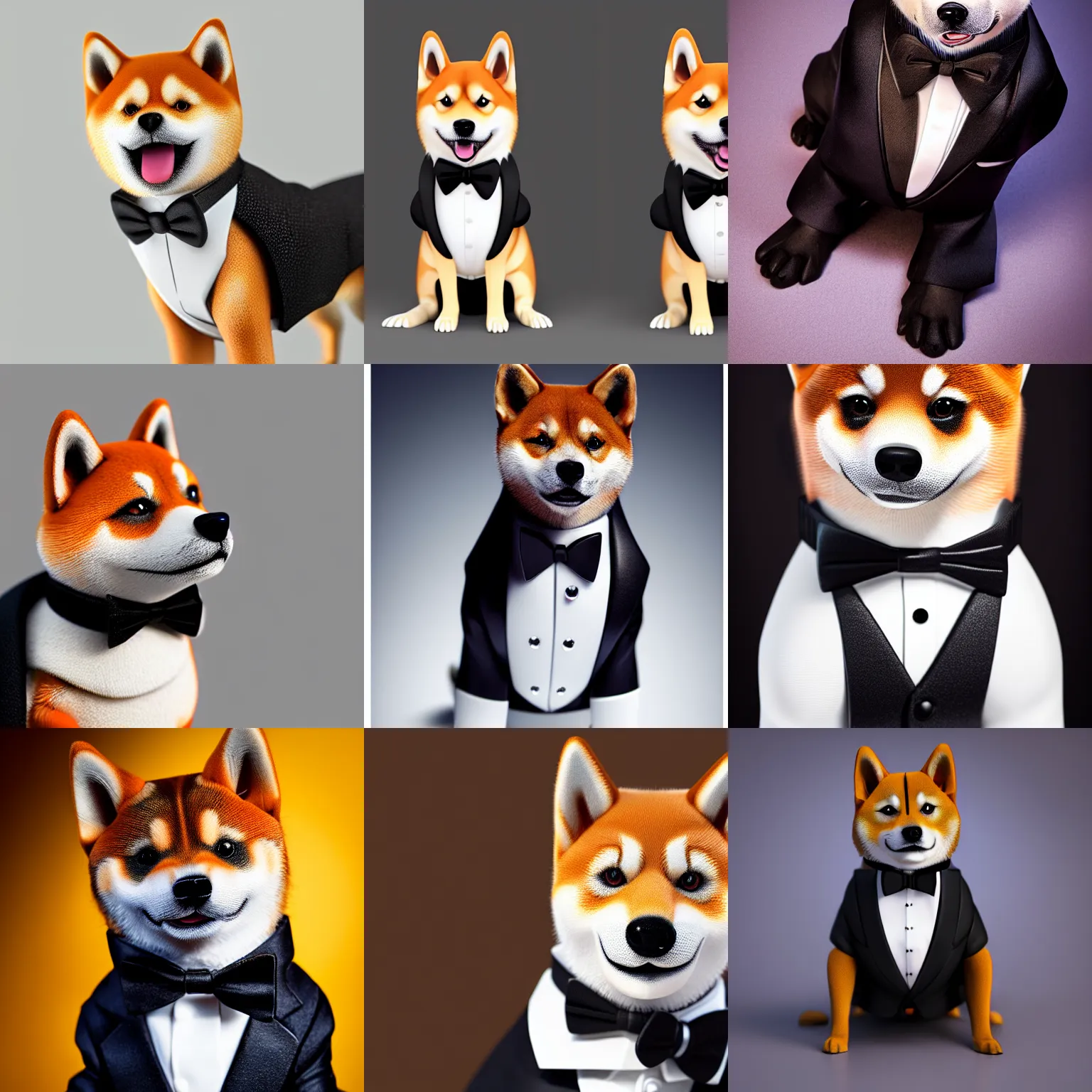 Prompt: a hyperdetailed cinema shpt of a shiba inu wearing a tuxedo suit,photorealiatic,hyperdetailed,hyperrealistic,studio lighting,studio photography,professional photography,professional lighting,detailed face,3 point lighting,4k