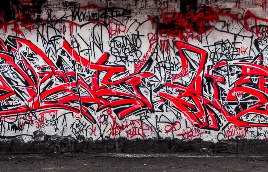 Prompt: new york underground graffiti, red and black, 4k