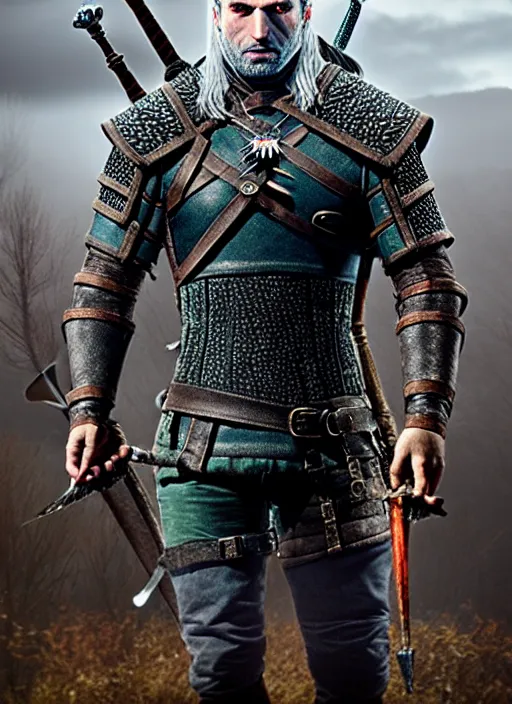 Image similar to a witcher with beautiful cloth armor and sword