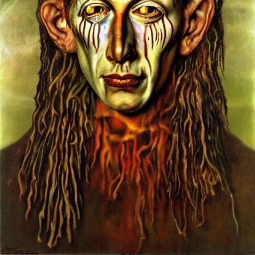 Prompt: disturbing grunge image of king salomon deity. horror airbrush art, by lucian freud