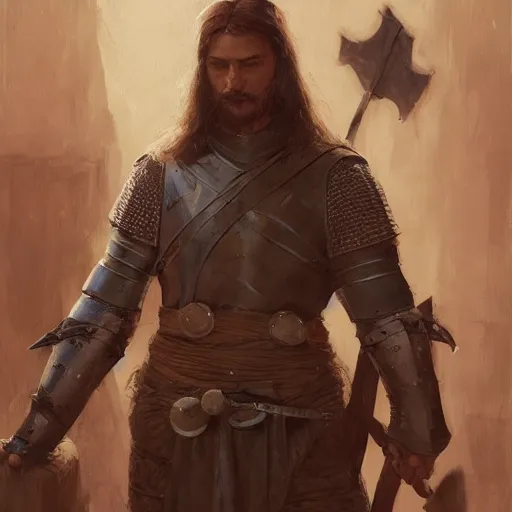 Image similar to Portrait of a medieval fighter with a spear, 14th century, d&d, character, marvel comics, dark, intricate, highly detailed, smooth, artstation, digital illustration by Ruan Jia and Mandy Jurgens and Artgerm and Wayne Barlowe and Greg Rutkowski and Frank Frazetta