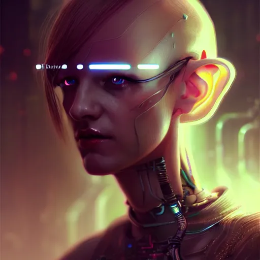 Prompt: cyberpunk robotic dark elvish queen, diadem on the head, extremely detailed, hyperrealistic, intricate, soft light, fantasy, digital painting, art station, perfect faces, fine details, by wlop