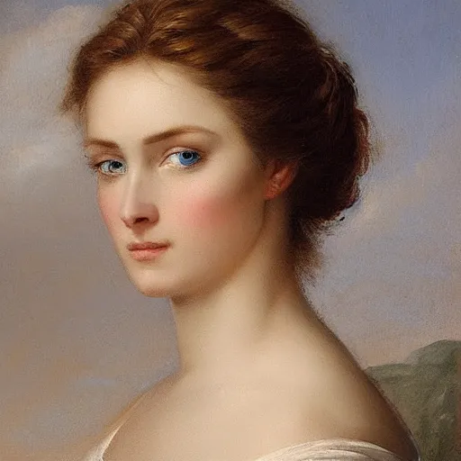 Image similar to portrait of a woman with ice Blue eyes,by Guillaume Seignac