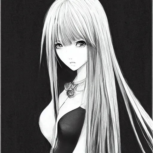 Prompt: a drawing of a woman looks like lalisa manoban with long white hair, a character portrait by yoshitaka amano, featured on pixiv, fantasy art, official art, androgynous, anime