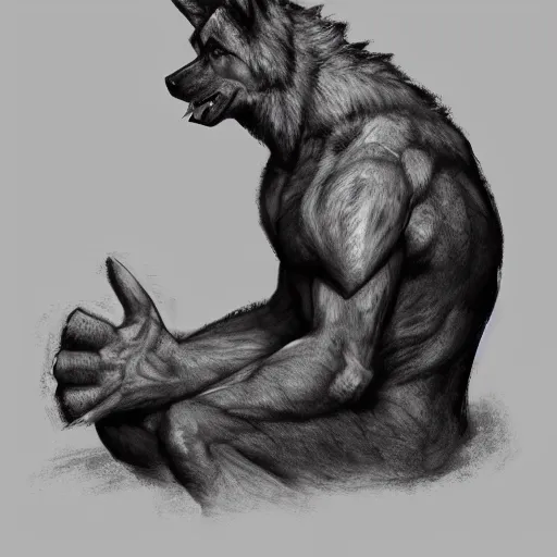 Image similar to a humanoid german shepherd beast - man, wearing gym suit, sitting on a couch, artstation, concept art, smooth, sharp foccus ilustration, artstation