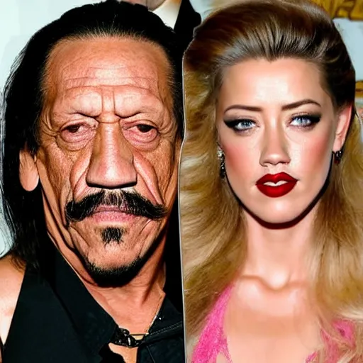 Prompt: danny trejo and amber heard face mix, amber trejo