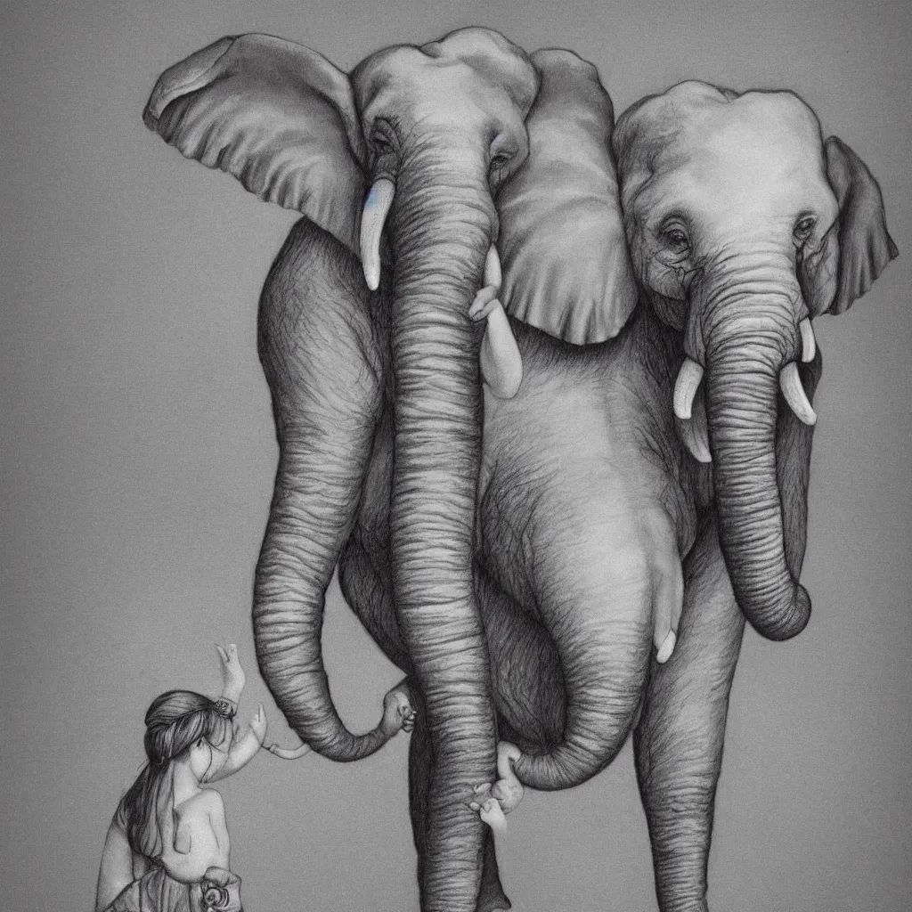 Prompt: elephant in the style of mark ryden