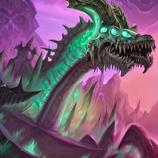 Image similar to 💀 🐉 🦇 🟣 , fantasy digital art, magical background in the style of hearthstone artwork