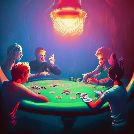 Image similar to poker game by alena aenami and annato finnstark