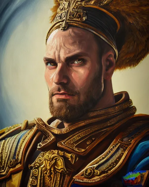 Image similar to acrylic painting portrait of balthasar gelt from warhammer, high production value, intricate details, high resolution, hdr, high definition, masterpiece, realistic, ultrarealistic, highly detailed, hd, sharp focus, non blurry, sharp, smooth