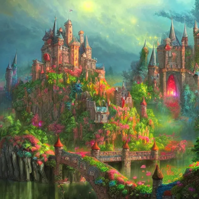 Image similar to infinitely detailed scenery art expanding fantasy dream art candy world with a castle made out of candy detailed scenery artwork, candy scenery artwork scenery artstation!! scenery pixiv!!