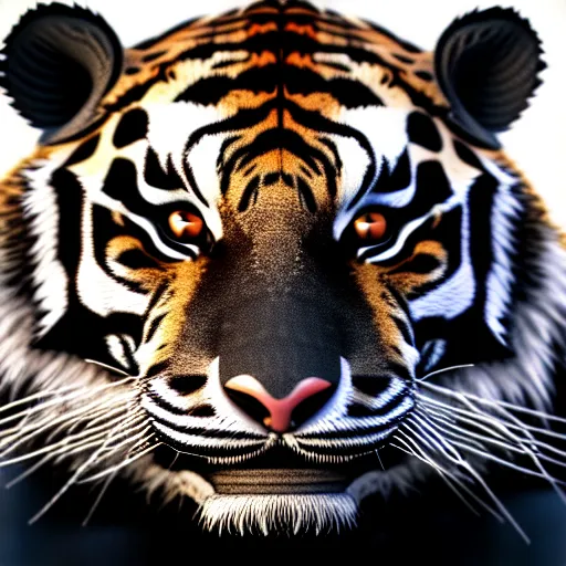 Image similar to anthropomorphic tiger in a black suit, ultra detail, ultra realistic, 8 k, black background, ssao