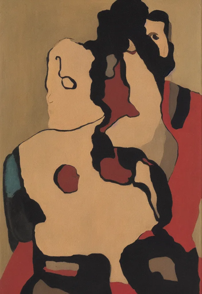 Image similar to a portrait of a mixed woman from the neck up by marvel duchamp oil on canvas