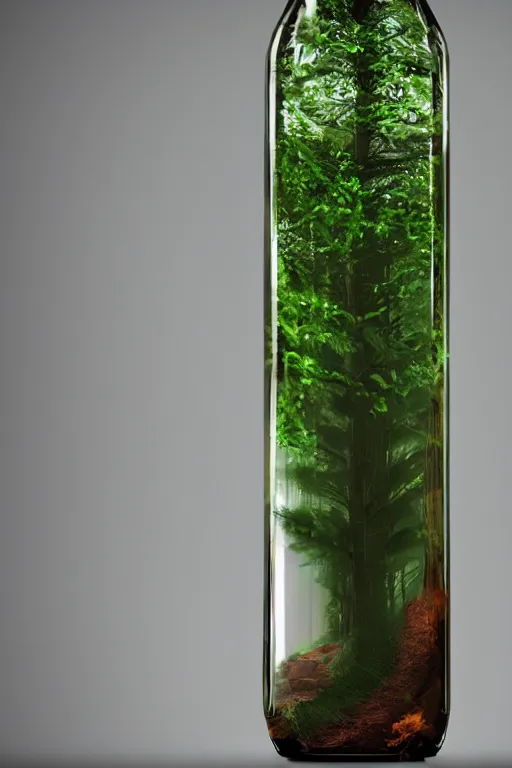 Prompt: a forest in a bottle, digital art, trending on artstation