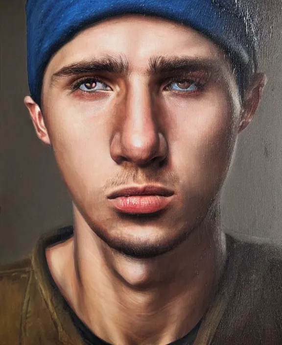 Image similar to heroic portrait of a young ukrainian man. art by denys tsiperko and bogdan rezunenko, hyperrealism