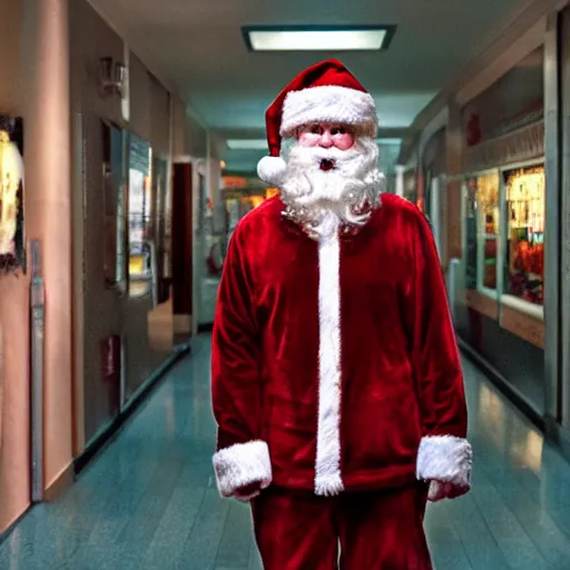 Image similar to mall santa, award winning horror film still