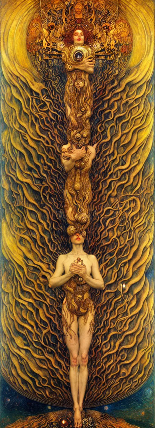 Image similar to Divine Chaos Engine by Karol Bak, Jean Delville, William Blake, Gustav Klimt, and Vincent Van Gogh, symbolist, visionary