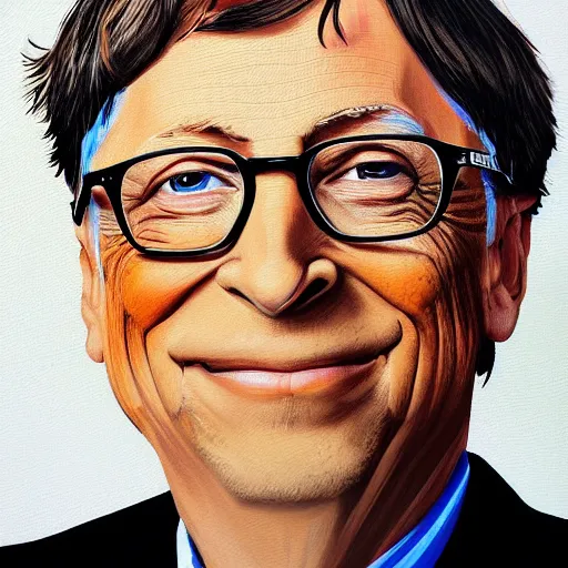 Image similar to portrait of bill gates in the style of Hashim Akib acrylic on canvas colourful strokes