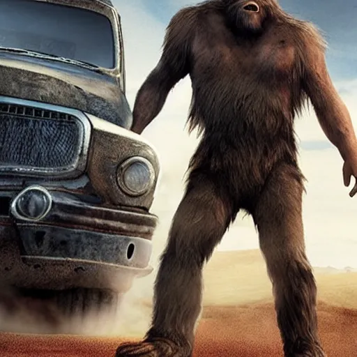 Image similar to bigfoot in mad max