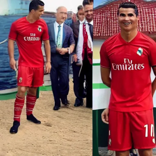 Prompt: Ronaldo wearing omani dishdasha