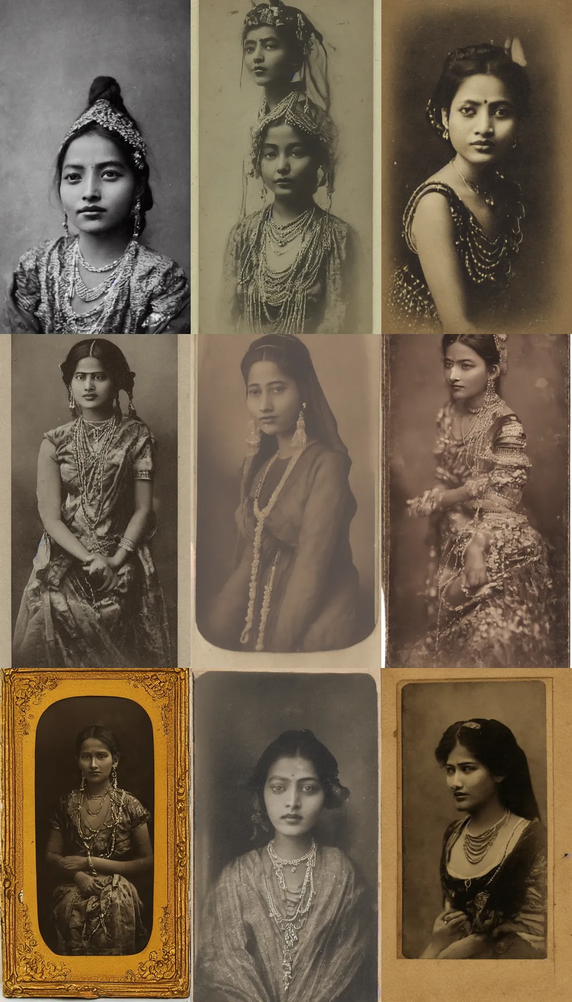 Prompt: vintage portrait photo of a beautiful beautifully lit nepalese Victorian woman