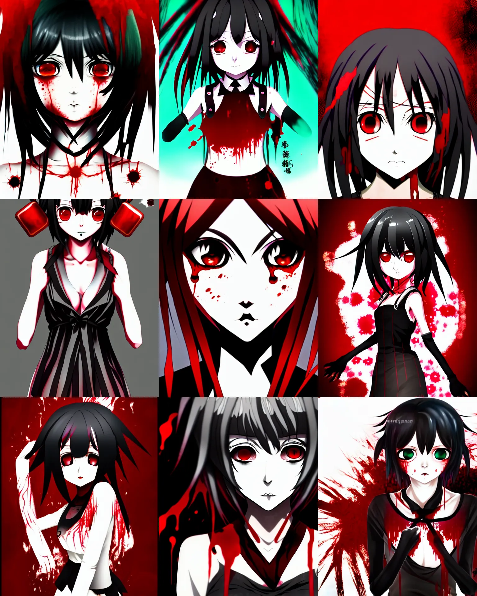 Prompt: dark psycho girl, red liquid, ultra details portrait, in the style of Suzuya Juuzou, sharp high quality anime