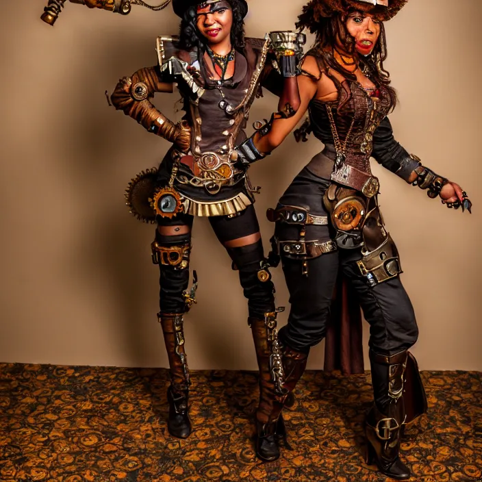 Image similar to full body photograph of achristina hendricks as a steampunk warrior, Extremely detailed. 8k