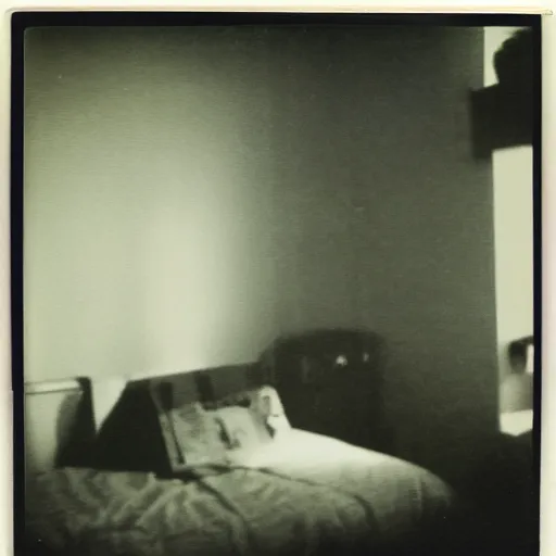 Image similar to polaroid picture of the monster in the corner of my bedroom!