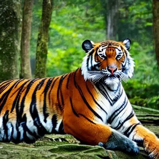 Image similar to photo of tiger wearing a top hat in jungle