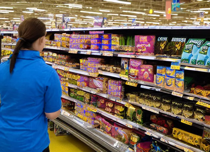 Image similar to professional wildlife photograph of a a person shopping at walmart, cinematic lighting, apex predator, natgeo