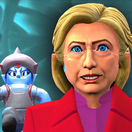 Image similar to detailed screenshot of 3 d hillary clinton in the legend of zelda : ocarina of time