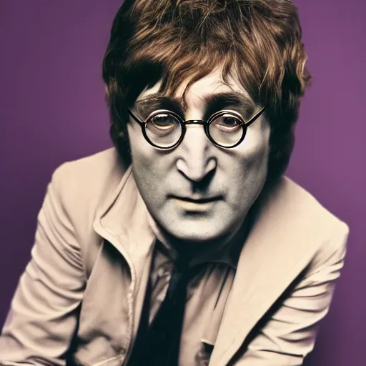 Image similar to john lennon singer 1 9 8 0, ( sony a 7 r iv, symmetric balance, polarizing filter, photolab, lightroom, 4 k, dolby vision, photography award ), vogue, perfect face