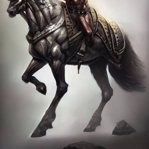 Image similar to a musclebound anthropomorphized horse with mountainously bulging muscles wearing a tight leather battle outfit while protecting a facility, equine, highly detailed, digital painting, artstation, sharp focus, game art, concept art, illustration, art by artgerm, greg rutkowski, wlop