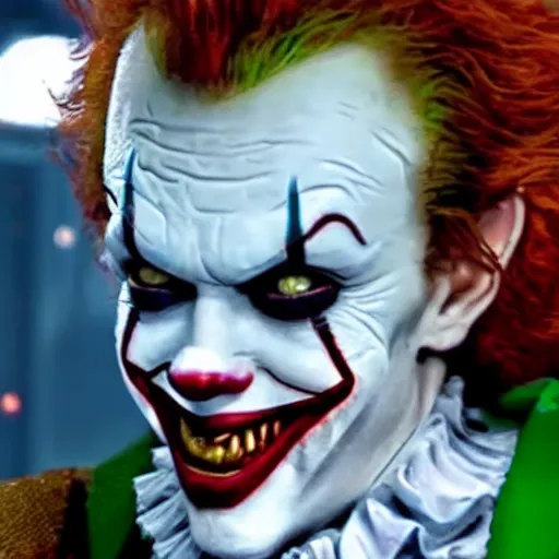 Prompt: Pennywise as The joker 4K quality super realistic