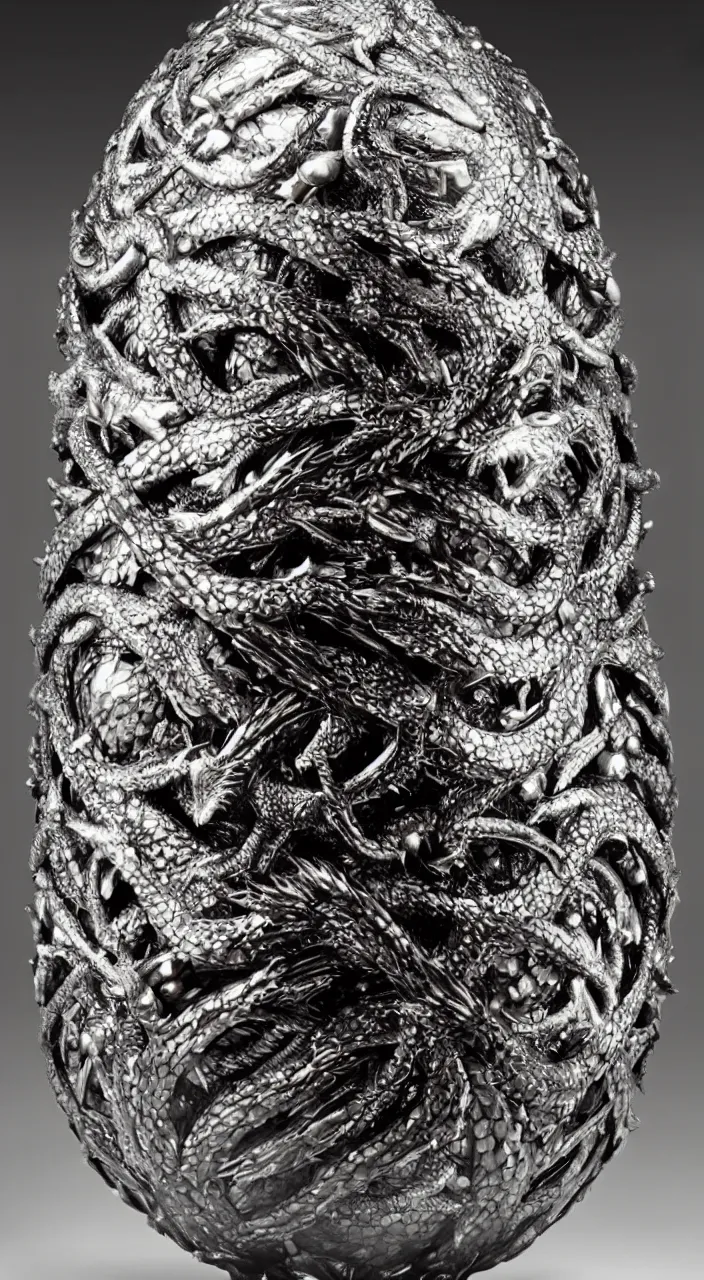 Silvery Carved Dragon Scale Pattern Alloy Loose Beads Large - Temu