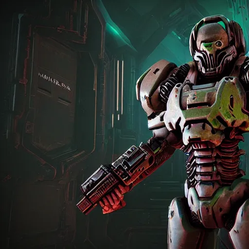 Image similar to doom slayer from doom 2 0 1 6, photography