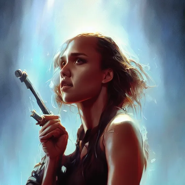 Image similar to the thing jessica alba john carpenter by stanley artgerm lau, wlop, rossdraws, frank frazetta, andrei riabovitchev, marc simonetti