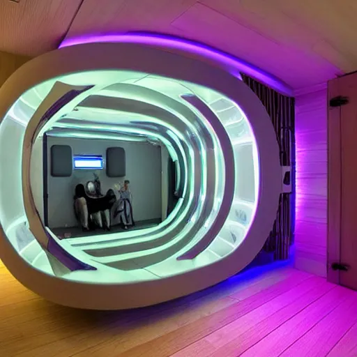 Image similar to cybernetic healing pods, diverse humans in healing pods, humans in healing pods, from the side, floating bodies, wide wide angle, vivid, elaborate, highly detailed, beautiful lighting