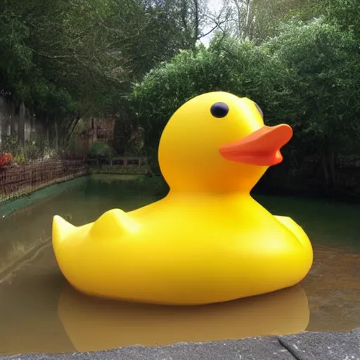 Prompt: an enormous rubber duck